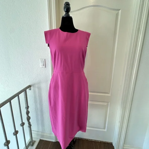 NWT J. Crew Sz 14T Resume Dress Pink Midi Dress - Picture 2 of 7